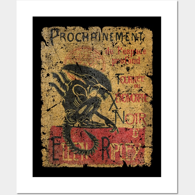 Tournee du xenomorphe noir - Vintage Design Wall Art by Psychocinematic Podcast